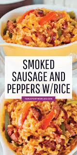 Smoked Sausage And Peppers With Rice Smoked Sausage With Rice Recipe Sausage Dinner Stuffed Peppers Smoked Sausage Recipes