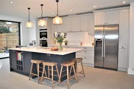 Kitchen redo kitchen pantry new kitchen kitchen storage kitchen dining kitchen cabinets kitchen ideas shaker kitchen pantry storage. Modern Shaker Kitchen In Grey With Dark Island Eclectic London By Eclectic Interiors Houzz Uk