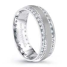 Double Channel Set Diamond Wedding Band In 14k White Gold Mens Diamond Wedding Bands Diamond Wedding Bands Mens Wedding Rings