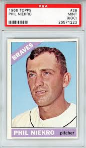 Phil Niekro 1966 Topps Card #28 (PSA Mint 9 OC)