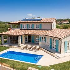 New Modern Stone Villa With Pool Above Porec Strpacici In 2020 Stone House Plans House Plans Farmhouse House Exterior