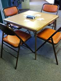 Cool Vintage Card Table And Folding Chairs Made By Samsonite Poker Chips And Cards Are A Bonus Poker Chips Poker Folding Chair