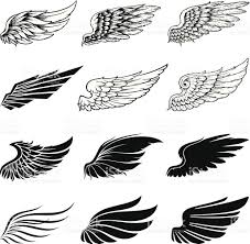 Set Of Twelve Vector Wings The Collection Includes A Simple Form Of Tatouage Ailes Design De Tatouage D Aile Et Tatouage Aile Pour Hommes