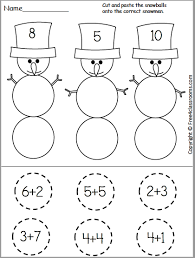 Free Snowman Addition Cut And Paste Worksheet For Kindergarten Free4classrooms