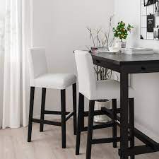 Bergmund Bar Stool With Backrest, Black/Inseros White, 75 Cm | Ikea  Indonesia