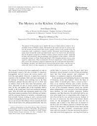 Pdf The Mystery In The Kitchen Culinary Creativity