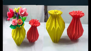 How To Make A Paper Design Flower Vase Diy Easy Paper Origami Flower Vase Diy Paper Decorations Diy Diy Vase