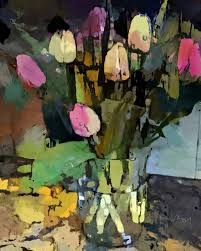 Tulips On The Kitchen Counter By Don Berg In 2021 Tulip Painting Flower Painting Abstract Flower Painting
