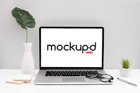 Download Office Desk Laptop Mockup Mockup Daddy