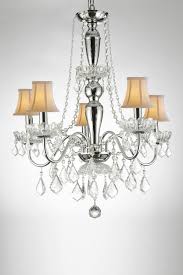 Royal Crystal Chrome 5 Light White Shade Chandelier Lamba Avize