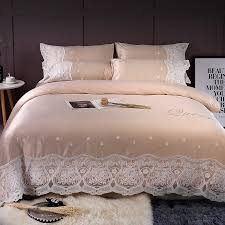 This video is a photo slide. Champagne And White Vintage Lace Applique Flower Monogrammed Romantic Feminine Sophisticated Elegant Full Queen Size Bedding Sets Enjoybedding Com