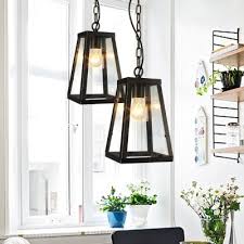 Black Pyramid Hanging Lights Traditional Iron And Glass 1 Light Pendant Lighting With Chain Takeluckhome Com