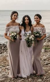 Two Piece Off The Shoulder Long Bridesmaid Dresses Simple Lace Light Gre Bridesmaid Dresses Two Piece Bridesmaid Dresses Bridesmaid Dresses Long Lace
