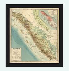 Old Map Of Sumatra Island Indonesia 1922 Vintage Map
