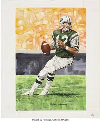 You'll find a great selection of nfl posters, flags, banners, decorative mirrors, and plaques, as well as picture frames for your own photos. Joe Namath Original Artwork For Goal Line Art Football Lot 82176 Heritage Auctions