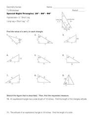 The hypotenuse leg theorem is a criterion that is used to prove the congruence of triangles. Geometry Survey Name 7 3 Worksheet Period 7 3 Worksheet Period 60Âº 90Âº Hypotenuse 2 Pdf Document