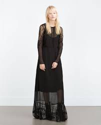 Zara Woman Long Lace Dress Sheer Slip Dress Lace Dress Long Womens Dresses