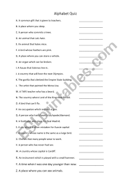 In school, we were taught various subjects such as math, science, history, and social studies. Alphabet Quiz Esl Worksheet By Limosine