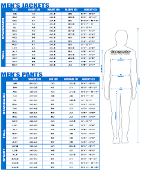 Tourmaster Motorcycle Apparel Gear Sizing Charts