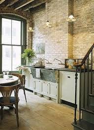 Kitchen With Exposed Brick Wall Farmhouse Sink And A Rustic Industrial But Clean Feel Exposed Brick Kitchen