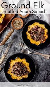 Ground Elk Stuffed Acorn Squash Recipe Elk Recipes Acorn Squash Venison Recipes