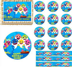 Happy First Birthday Baby Shark Cake Topper Printable Free Pin On Edible Cake Toppings