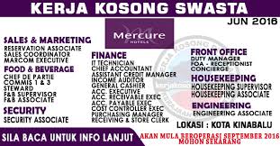 It is also the capital of the kota kinabalu district as well as the west coast division of sabah. Kerja Kosong Perhotelan Pelbagai Jawatan Mercure Kk City Centre Hotel Jawatan Kosong Terkini Negeri Sabah