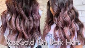 Rose gold highlights on dark hair. How To Foilayage Rosegold On Dark Hair Technique Formulation Youtube