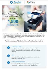 This is essential for verification. Targeted Add Your Chase Card To Google Pay And Get 1 500 Bonus Ultimate Rewards Points Sapphire Freedom Cards Doctor Of Credit