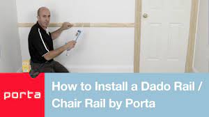 While i still wanted to put up a chair rail, i thought it would look better to keep apart the two mismatched chair rails, so i decided not to wrap the one on the bookcase around this meant that the chair rail would just run across the front of the bookcase, with a plank on the side panel to echo it. How To Install A Dado Rail Chair Rail By Porta Youtube