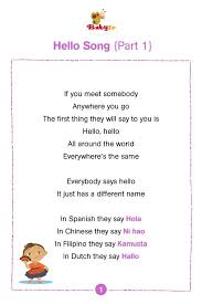 Babytv Hello Song Lyrics Part 1 Guillermo