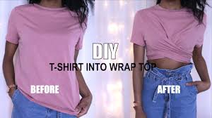 Cut along the back neckband to separate and completely open up the center piece. How To Transform A T Shirt Into Wrap Top Diy Clothing Hack Youtube