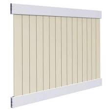Veranda Roosevelt 6 Ft H X 8 Ft W Two Toned White And Sand Vinyl Privacy Fence Panel Kit 73024519 The Home Depot Vinyl Privacy Fence Privacy Fence Panels Vinyl Fence