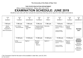 Regents Examination Schedule June 2019 Berlin Central