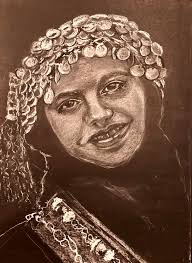 Holy Night" White pastel chalk and gel pen