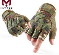 Tactical Rubber Guard Half Finger Gloves Camo Outdoor Work Hunting  Fingerless | eBay