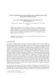 (4) din ordonanţa guvernului nr. Aspects Of Photovoltaic Power Plant Integration In The Romanian Power System Ioan Viorel Banu And Marcel Istrate Academia Edu