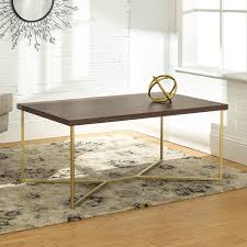 Industrial chic attitude shines through in every detail from the black iron legs with rivets to the. Amazon Com Walker Edison Mid Century Modern Wood Rectangle Coffee Accent Table Living Room Dark Walnut Gold Home Kitchen
