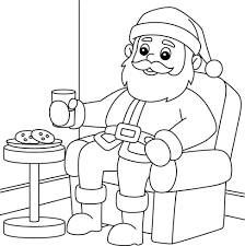 Christmas Santa Sitting On A Chair Coloring Page 8823161 Vector Art at  Vecteezy