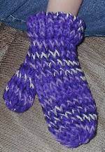 Cuff to top=10 width at bottom of thumb=4.5 thumb length=3 cuff width=3.5. Loomed Mittens