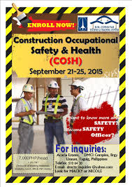 Designed for health and safety professionals wanting to advance their professional career or undertake further postgraduate study, the international diploma in occupational safety and health covers all the aspects of occupational health and safety practice, including risk management. Construction Occupational Health Safety D M Consunji Technical Training Center