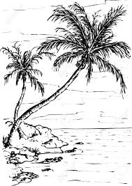 Island palm tree clipart black and white. Vector Landscape With Two Tropical Palm Trees On The Island Royalty Free Cliparts Vectors And Stock Illustration Image 133614272