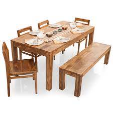 Set includes one dining table and two matching benches. Buy Gresham Barcelona 6 Seater Dining Table Set With Bench Online In India Best Of Exports