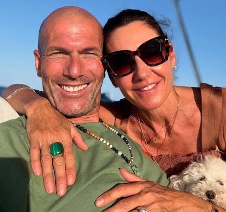 Zinedine Zidane with his beautiful wife.