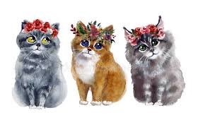 Maybe you would like to learn more about one of these? Watercolor Cute Cats With Flowers On The White Background Stock Illustration Illustration Of Cute Artistic 123207245