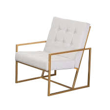 Pure white cashmere accent director's chair, gold white. Bequest Antique Gold Stainless Steel Faux Leather White Linen Fabric Accent Chair Tufted Button Back Chair Defaico Furniture Company Limited