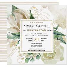 Elegant Floral Wedding Anniversary Vow Renewal Invitation Zazzle Com Botanical Wedding Invitations Gold Wedding Invitations Watercolor Wedding Invitations