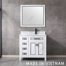 Get up to 70% off now! China Vietnam Wholesale New Design Solid Wood Marble Top Bathroom Vanities Accessories China Bathroom Cabinet Floor Mounted Vanity Combo