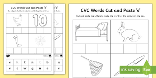 These sight word cut and paste activities will engage and motivate your kids as they build 'burgers' by identifying the identical sight words on each part, cutting and pasting it on their worksheets. Cvc Worksheet Cut And Paste Activity Teaching Vowel Sounds