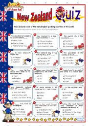 This country's beautiful nature attracts millions of people to visit this unique country. New Zealand Quiz Esl Worksheet By Mena22